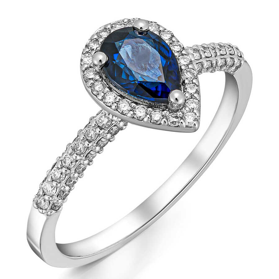 1,14 Karat Pırlantalı Safir Yüzük