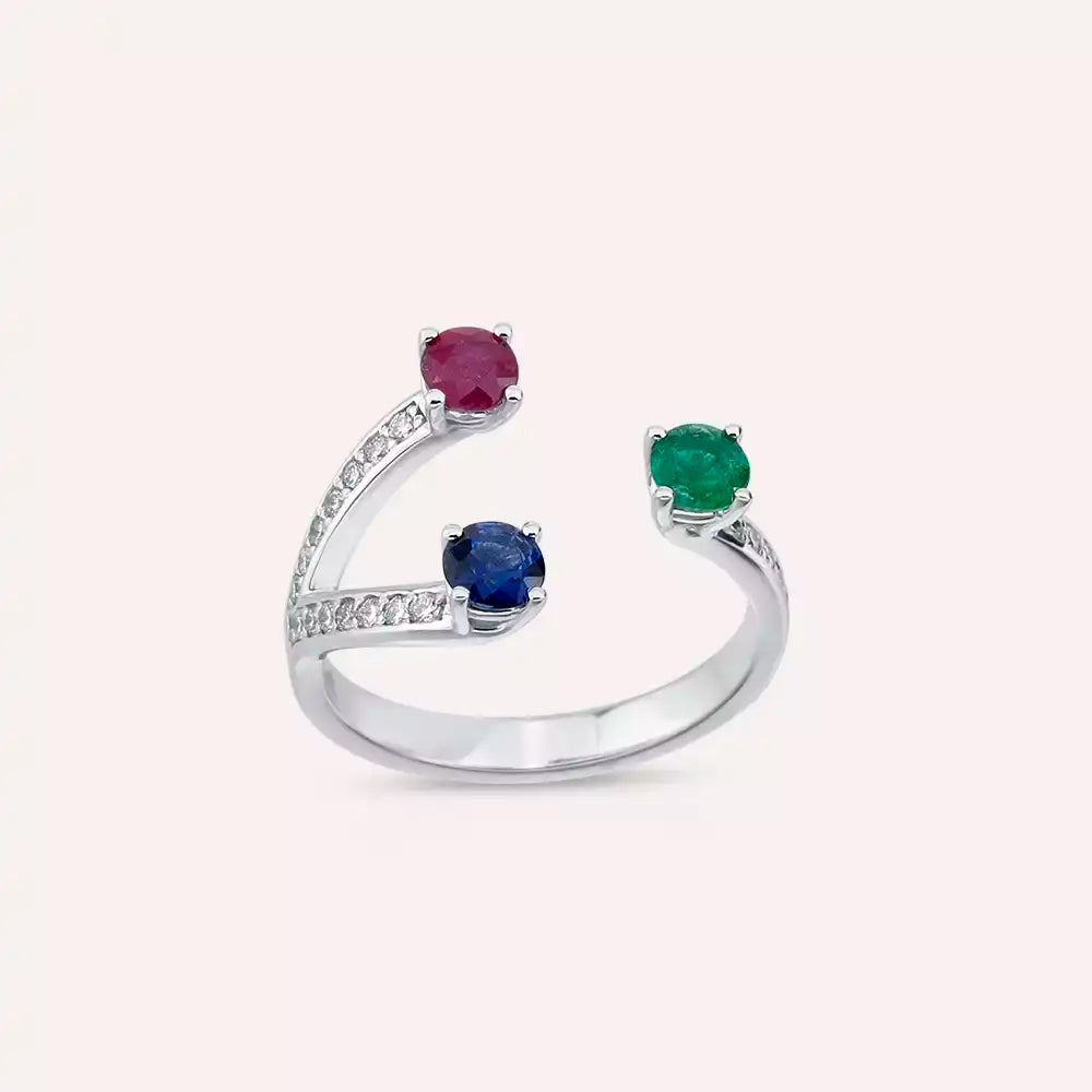 1.15 CT Diamond and Gemstone White Gold Ring