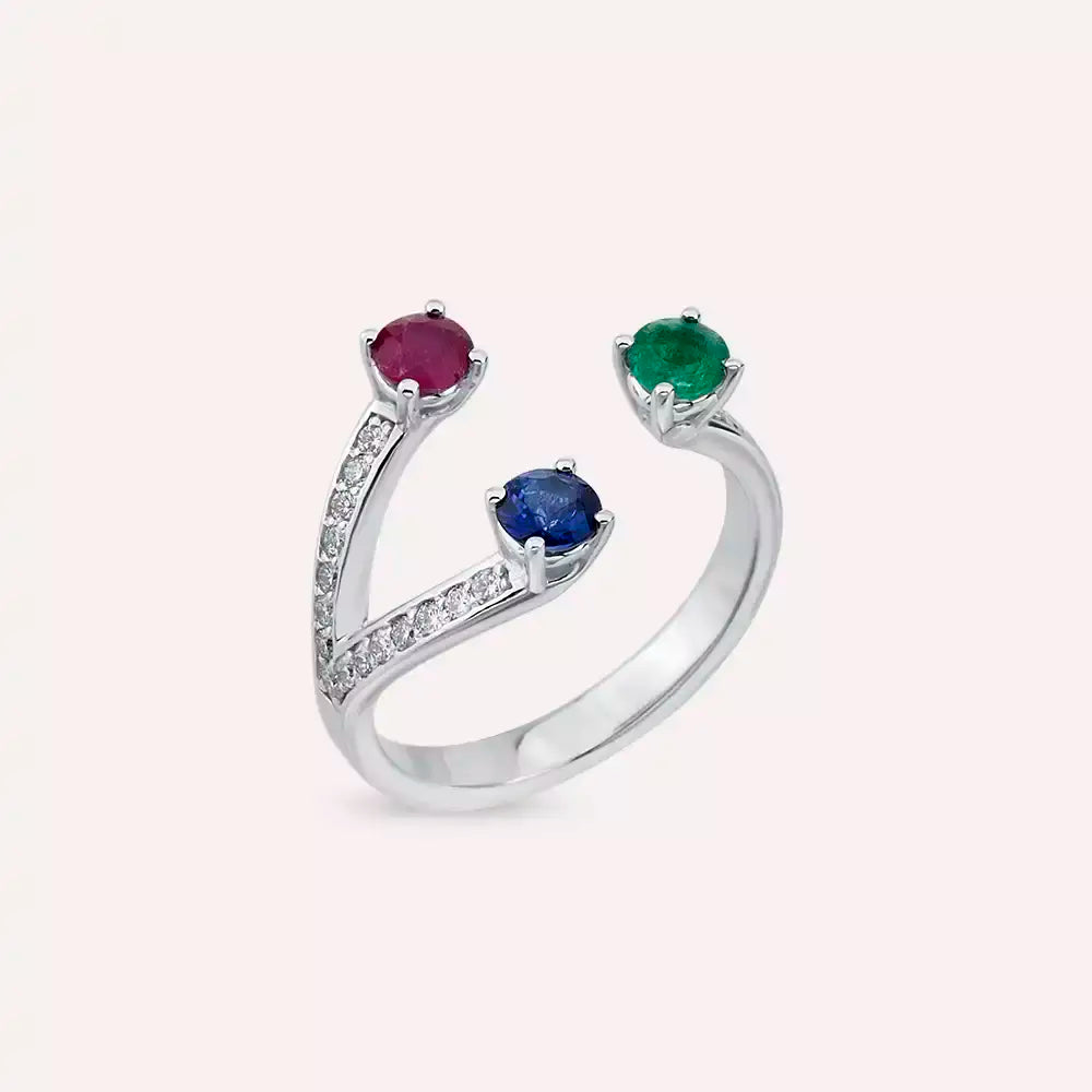 1.15 CT Diamond and Gemstone White Gold Ring