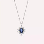 1.15 CT Sapphire and Diamond White Gold Cluster Necklace