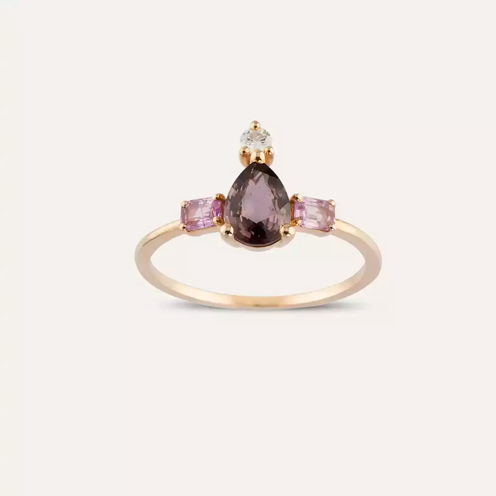 1.16 CT Multicolor Sapphire and Diamond Rose Gold Ring