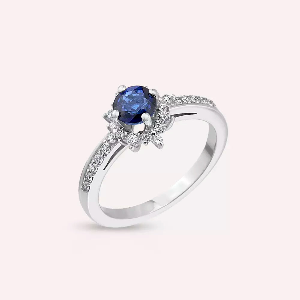 1.17 CT Sapphire and Diamond White Gold Ring