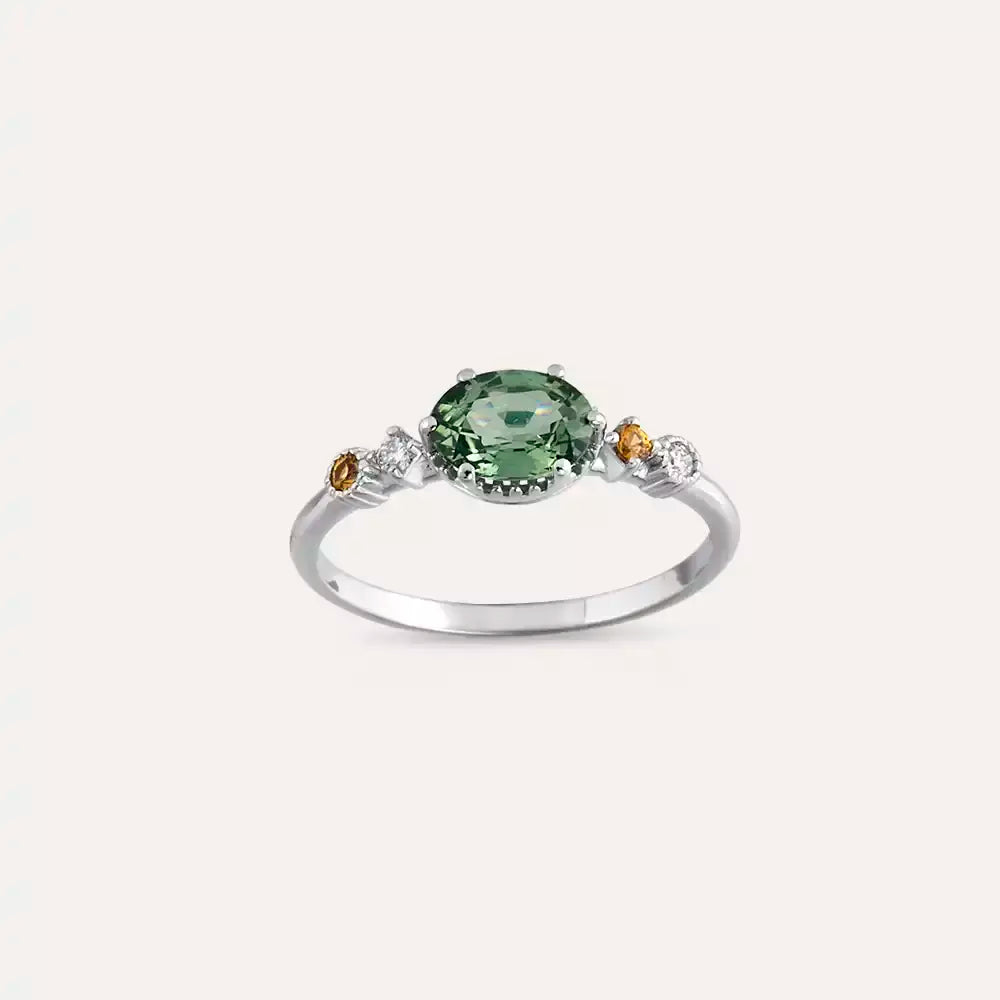 Fiver 1.19 CT Multicolor Sapphire and Diamond White Gold Ring