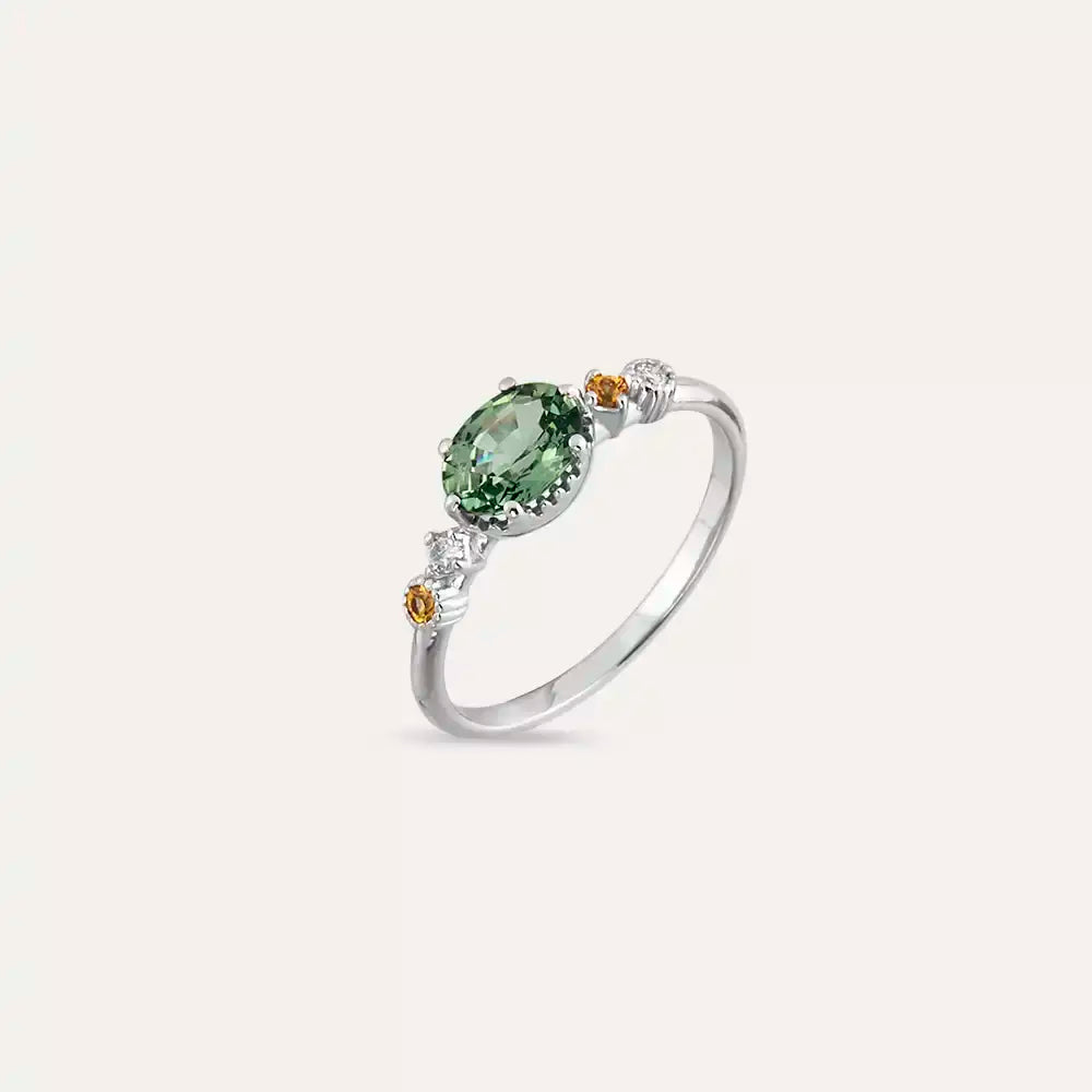 Fiver 1.19 CT Multicolor Sapphire and Diamond White Gold Ring