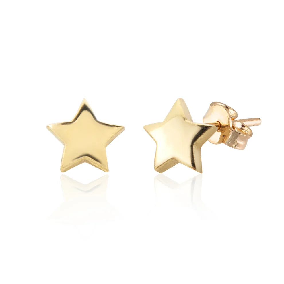 14K Gold Rose Screw-Back Star Earrings