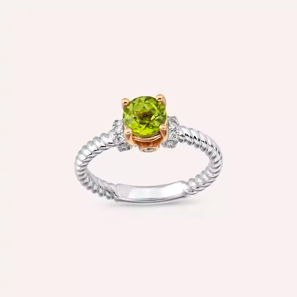 Twine 1.22 CT Peridot and Diamond White Gold Ring