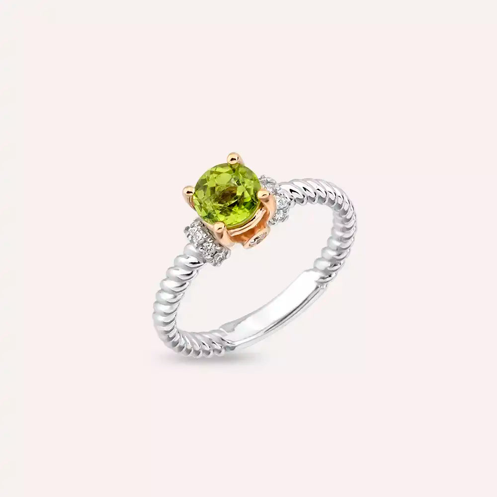 Twine 1.22 CT Peridot and Diamond White Gold Ring