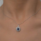 1,22 Karat Pırlantalı Safir Kolye