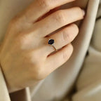 Navy 1.23 CT Blue Sapphire and Diamond Yellow Gold Ring