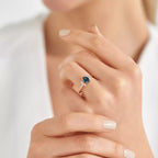 1.25 CT Sapphire and Marquise Cut Diamond Rose Gold Ring