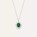 1.25 CT Emerald and Diamond White Gold Cluster Necklace