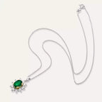 1.25 CT Emerald and Diamond White Gold Cluster Necklace