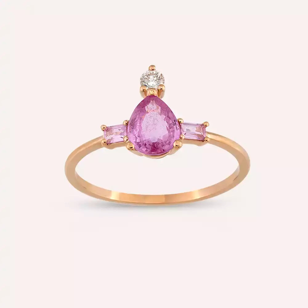 1.26 Carat Diamond and Pink Sapphire Rose Gold Ring