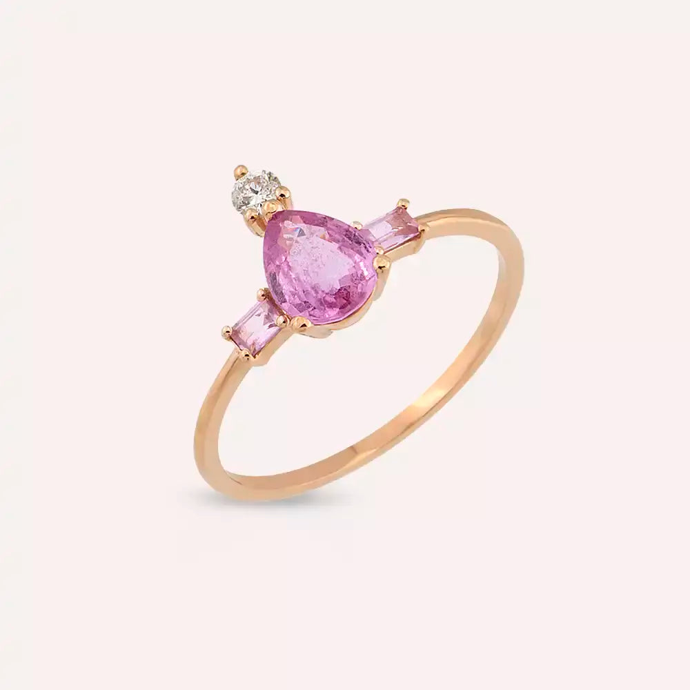 1.26 Carat Diamond and Pink Sapphire Rose Gold Ring
