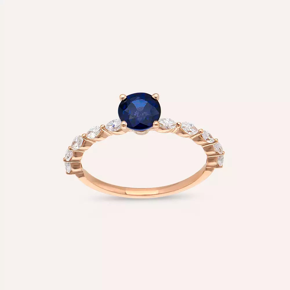 1.28 CT Sapphire and Marquise Diamond Ring