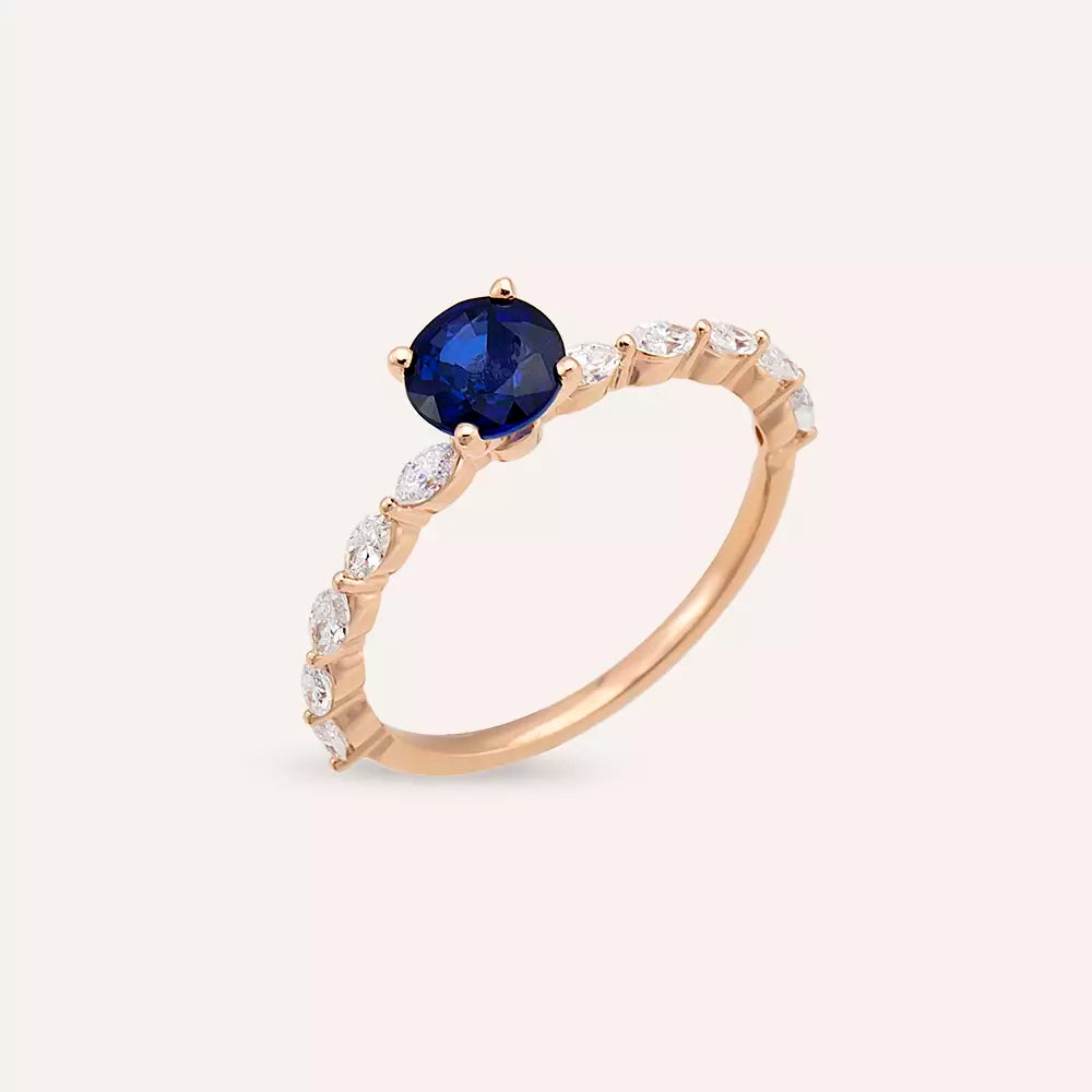 1.28 CT Sapphire and Marquise Diamond Ring