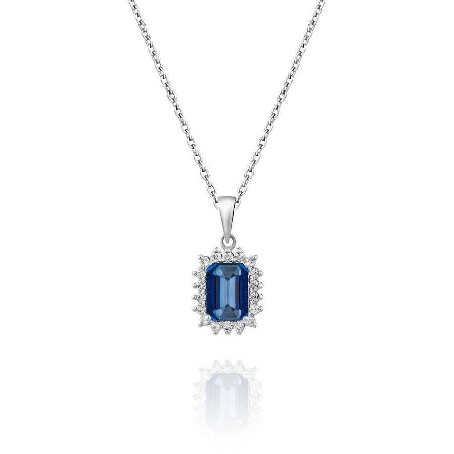 1,28 Karat Pırlantalı Safir Kolye