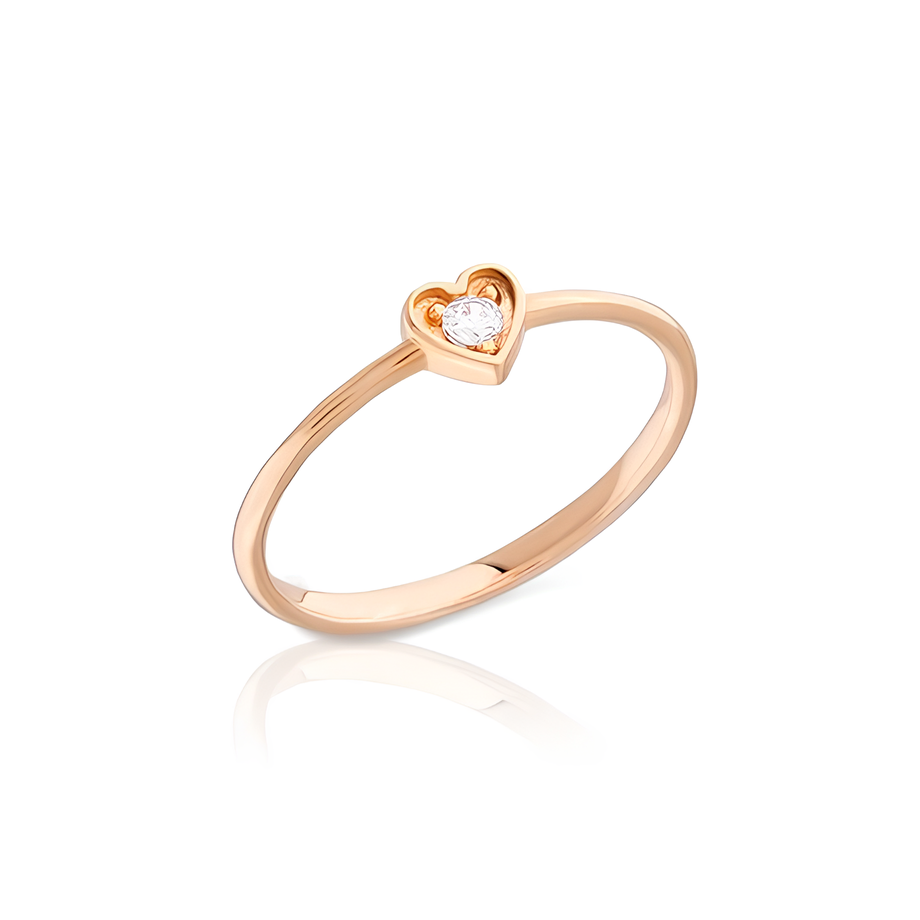 14K Gold Heart Crispy Ring