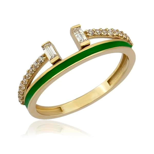14K Gold Enamel Baguette Emily Ring