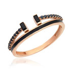 14K Gold Enamel Baguette Emily Ring