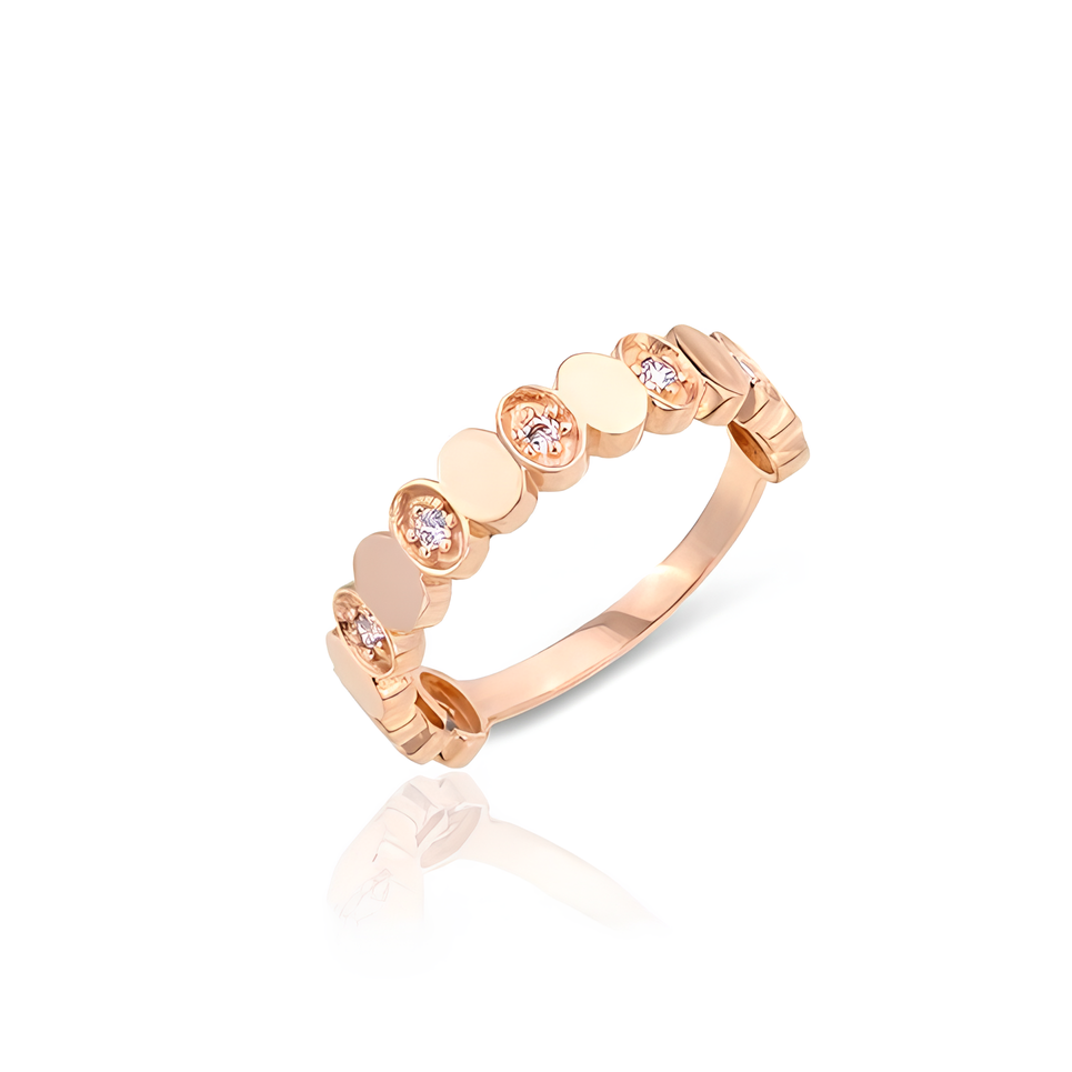 14K Gold Rose Elipse Ring