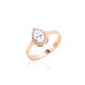 14K Gold Rose Teardrop Ring