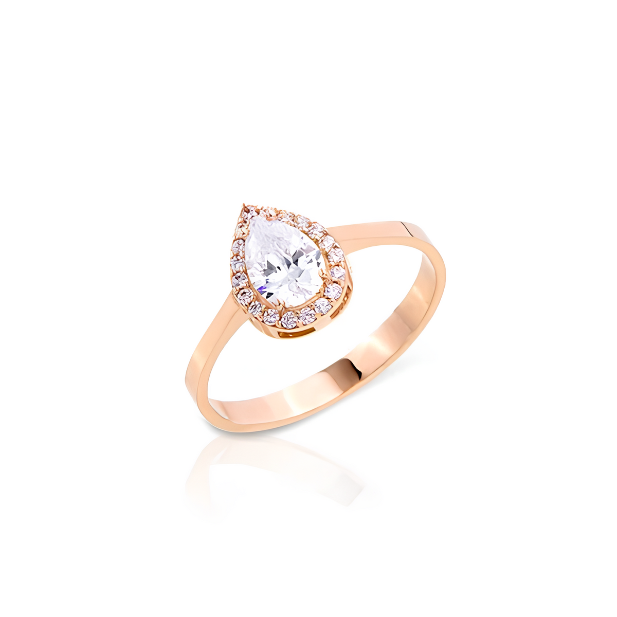 14K Gold Rose Teardrop Ring