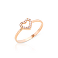 14K Rose Gold Stone Heart Ring