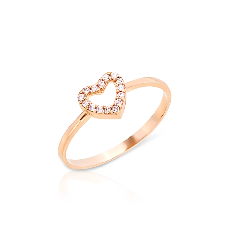 14K Rose Gold Stone Heart Ring