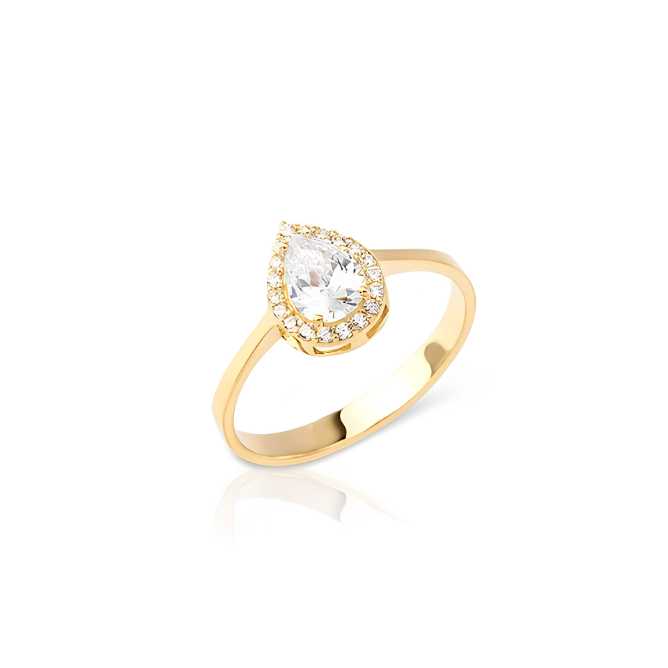 14K Gold Teardrop Ring