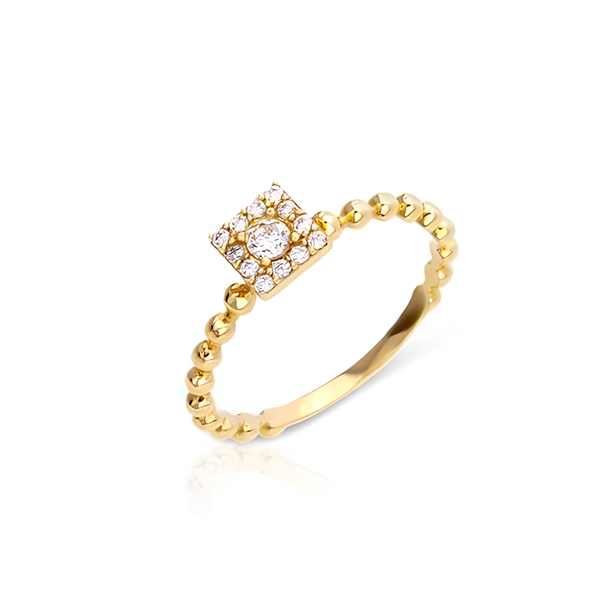 14K Gold Stone Square Nugget Ring