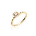 14K Gold Stone Square Nugget Ring