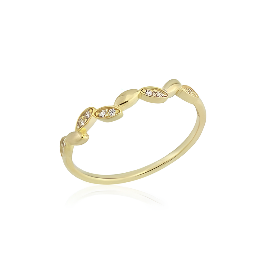 14K Gold Leaf Crinkle Ring
