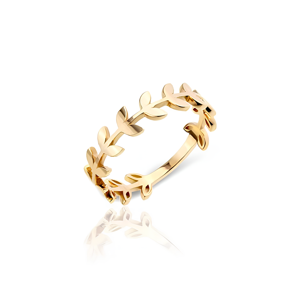 14K Gold Leaf Ring