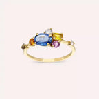 Medly 1.41 CT Multicolor Sapphire and Brown Diamond Yellow Gold Ring