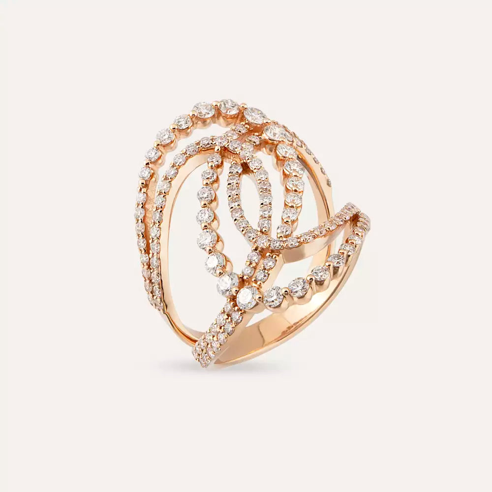 1.42 CT Pırlanta Taşlı Rose Altın Yüzük