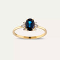 1.43 CT Dark Blue Sapphire and Diamond Yellow Gold Ring