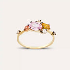 Medly 1.47 CT Multicolor Sapphire and Diamond Yellow Gold Ring