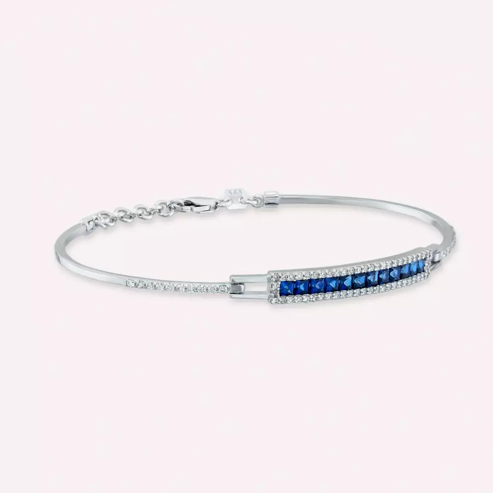 1.52 CT Sapphire and Diamond White Gold Bracelet