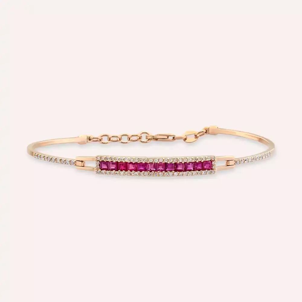 1.52 CT Ruby and Diamond Rose Gold Bracelet