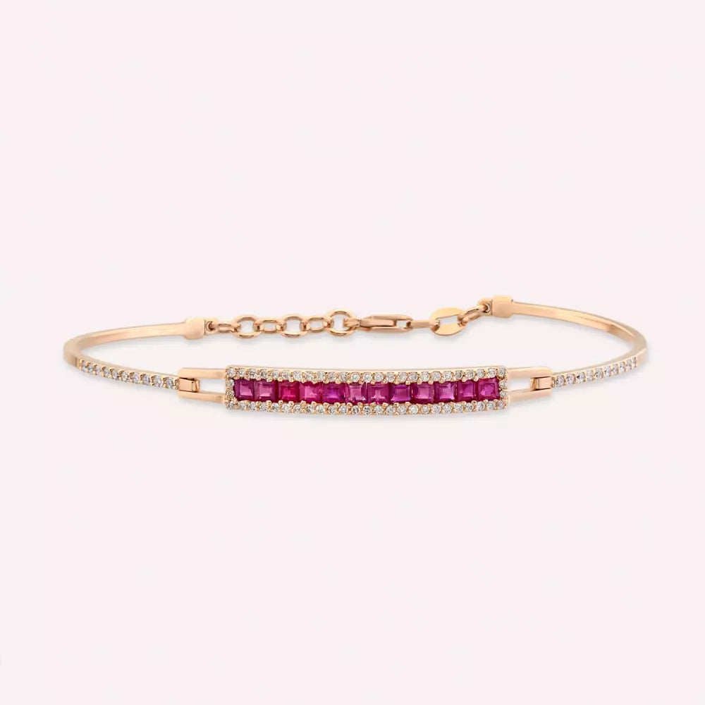 1.52 CT Ruby and Diamond Rose Gold Bracelet