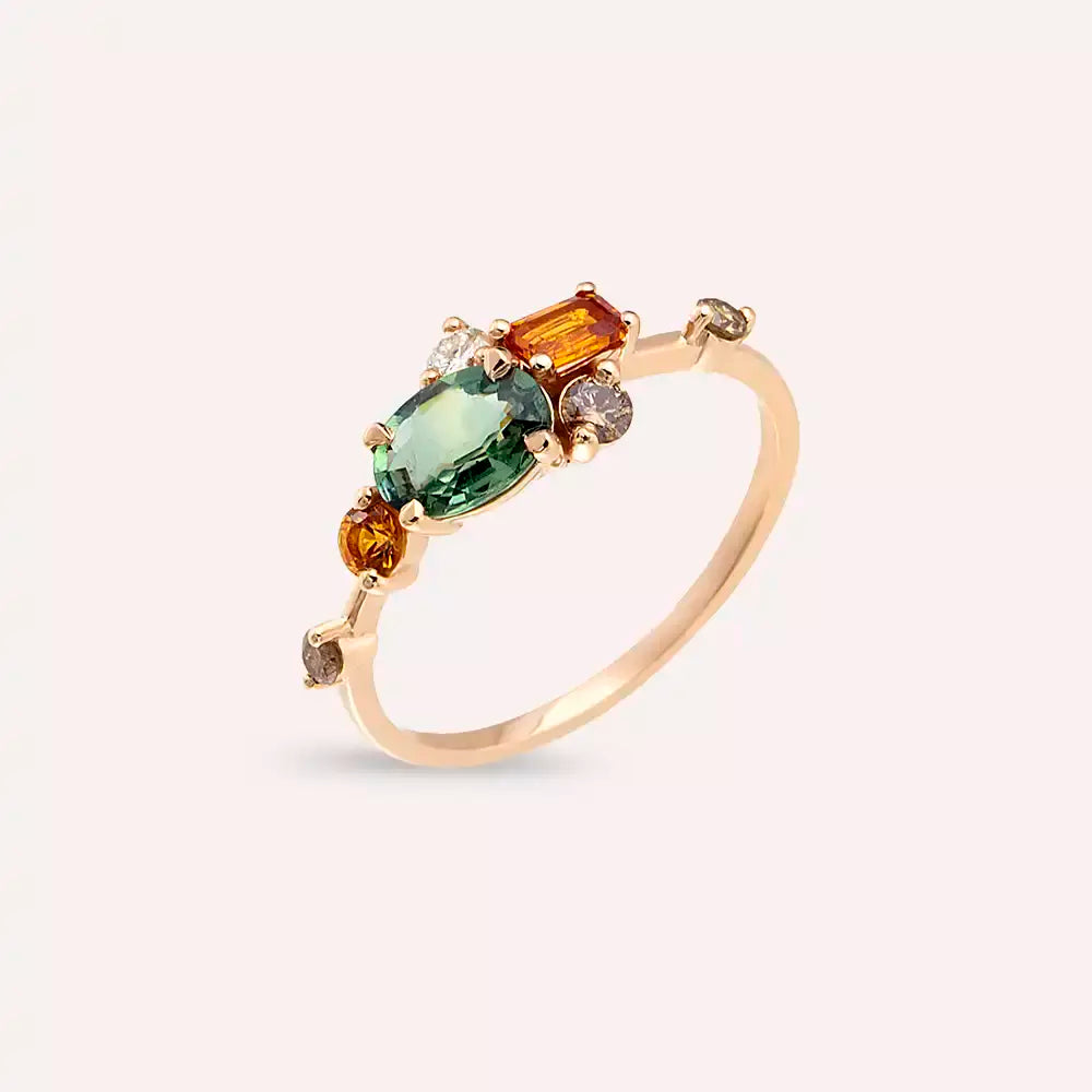 Medly 1.56 CT Brown Diamond and Multicolor Sapphire Ring