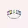 1.60 CT Multicolor Safir Taşlı Beyaz Altın Yüzük