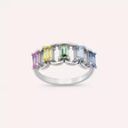 1.60 CT Multicolor Sapphire White Gold Ring