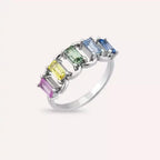 1.60 CT Multicolor Sapphire White Gold Ring