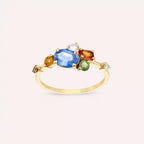Medly 1.60 CT Multicolor Sapphire and Diamond Yellow Gold Ring