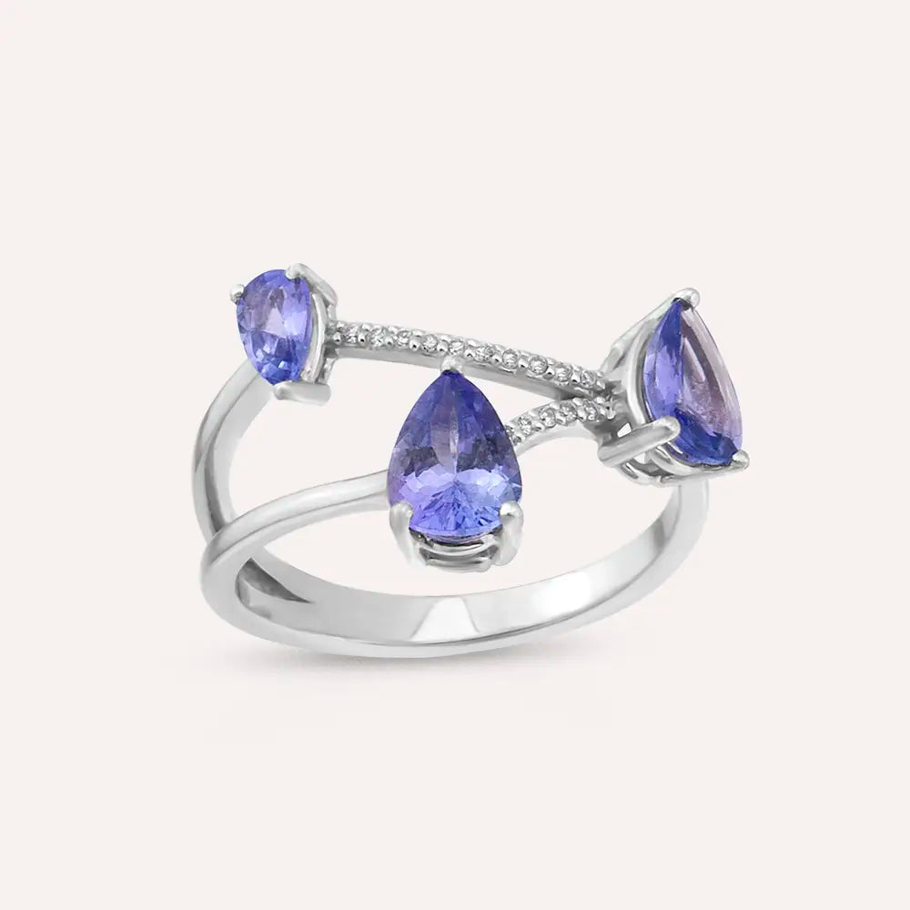Brio 1.62 CT Tanzanite and Diamond White Gold Ring