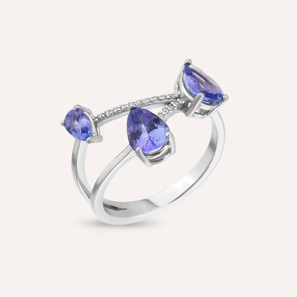 Brio 1.62 CT Tanzanite and Diamond White Gold Ring