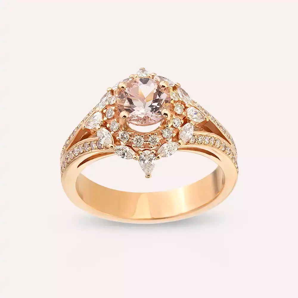 1.68 CT Morganite and Diamond Rose Gold Ring