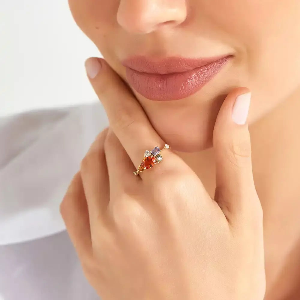 Medly 1.68 CT Multicolor Sapphire and Brown Diamond Yellow Gold Ring